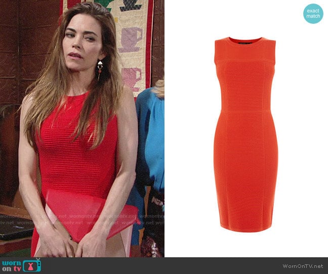 Karen Millen Textured Knit Pencil Dress worn by Victoria Newman (Amelia Heinle) on The Young and the Restless