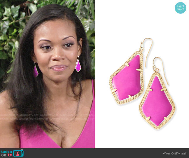 Kendra Scott Pink Alex Earrings worn by Hilary Curtis (Mishael Morgan) on The Young and the Restless