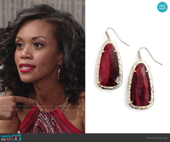 Kendra Scott Lyn Drop Earrings worn by Hilary Curtis (Mishael Morgan) on The Young & the Restless