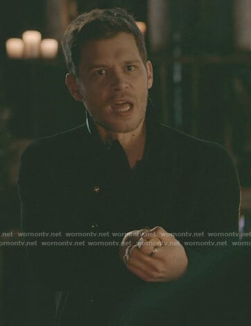 Klaus’s black double breasted coat with leather collar on The Originals