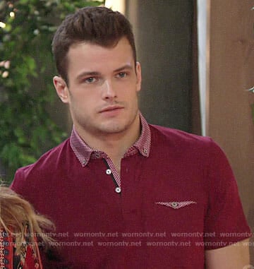 Kyles red polo shirt on The Young and the Restless