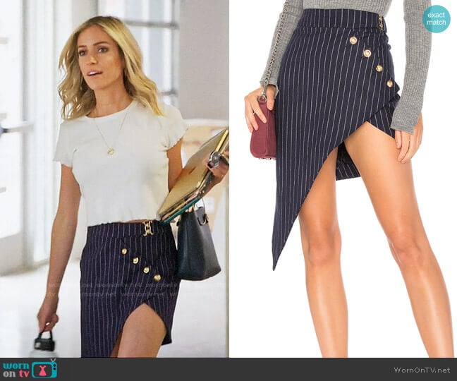 Lioness Heiress Pinstripe Skirt worn by Kristin Cavallari on Very Cavallari