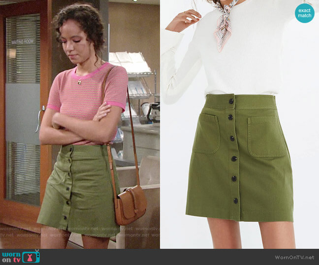 Madewell Station Mini Skirt worn by Mattie Ashby (Lexie Stevenson) on The Young & the Restless