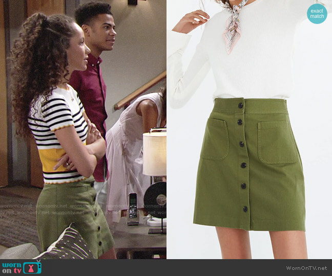 Madewell Station Mini Skirt worn by Mattie Ashby (Lexie Stevenson) on The Young and the Restless