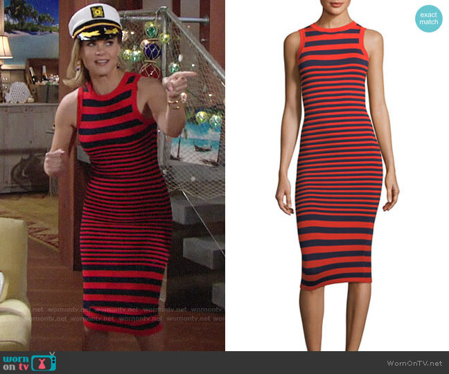 Milly Striped Ottoman Fitted Dress worn by Phyllis Newman (Gina Tognoni) on The Young and the Restless