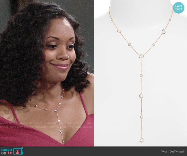 Nadri Cubic Zirconia Bezel Y-Necklace worn by Hilary Curtis (Mishael Morgan) on The Young and the Restless