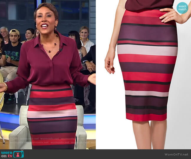 WornOnTV: Robin’s red striped pencil skirt on Good Morning America ...