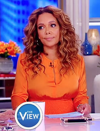 Sunny's orange smocked waist dress on The View