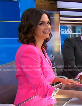 Paula’s pink collarless blazer on Good Morning America