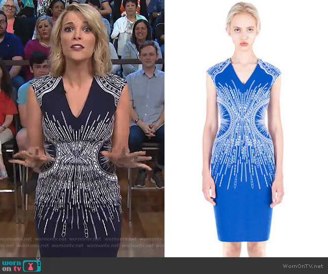 Embroidered V-Neck Sheath Dress by ph15 (exact color not online) worn by Megyn Kelly on Today