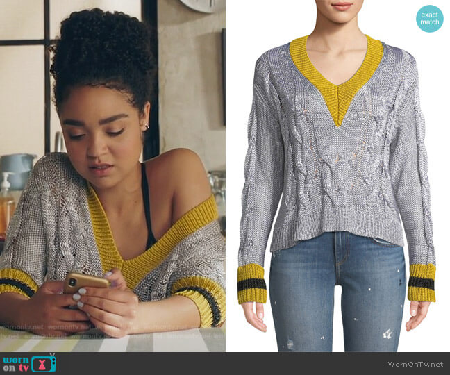 Emma Cropped V-Neck Sweater by Rag & Bone worn by Kat Edison (Aisha Dee) on The Bold Type