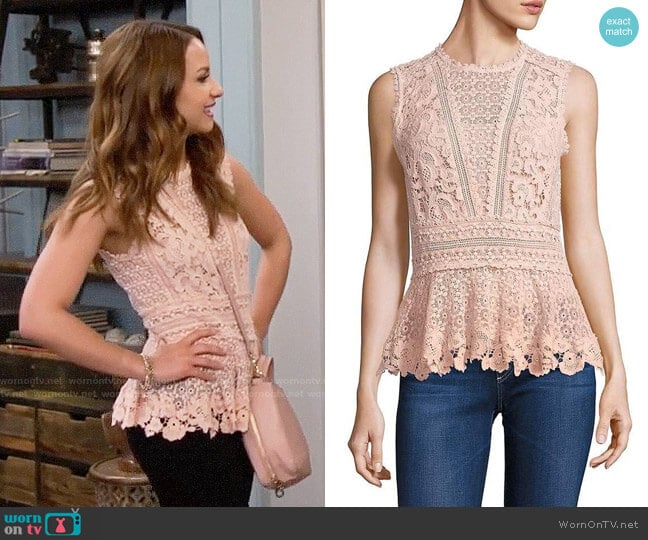 Rebecca Taylor Sleeveless Lace Peplum Top worn by Sofia Rodriguez (Aimee Carrero) on Young and Hungry