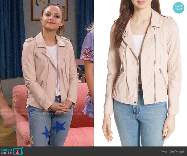 Rebecca Taylor Leather Moto Jacket worn by Sofia Rodriguez (Aimee Carrero) on Young and Hungry