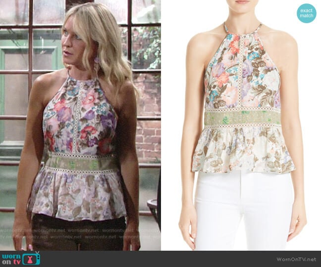 Rebecca Taylor Mixed Floral Tank worn by Sharon Newman (Sharon Case) on The Young and the Restless