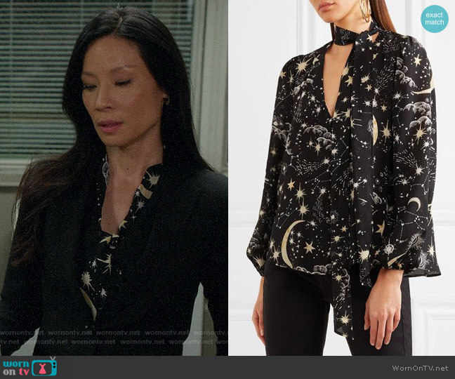 Rixo London Moss Star Print Blouse worn by Joan Watson (Lucy Liu) on Elementary