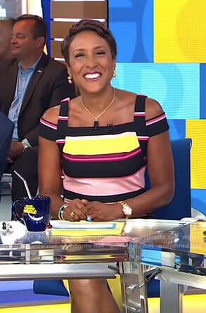 Robin’s striped cold-shoulder dress on Good Morning America