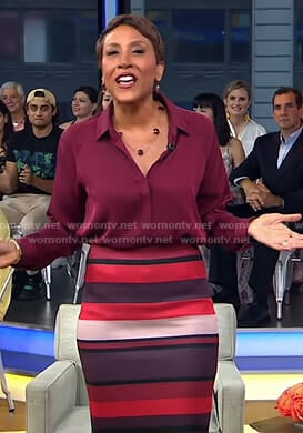 Robin’s red striped pencil skirt on Good Morning America