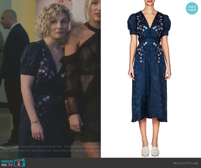 Lea Floral-Embroidered Silk Dress by Saloni worn by Scarlett O'Connor (Clare Bowen) on Nashville