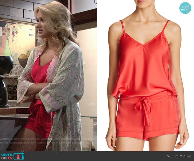 Sam Edelman Camisole & Shorts Sleep Set worn by Summer Newman (Hunter King) on The Young and the Restless