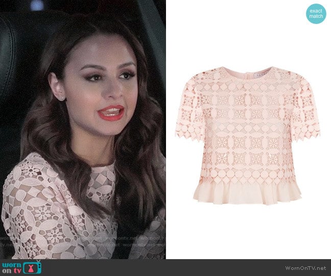 Sandro Claude Top worn by Sofia Rodriguez (Aimee Carrero) on Young and Hungry