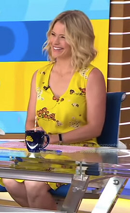 Sara’s yellow floral sleeveless dress on Good Morning America