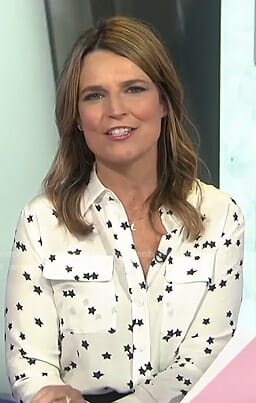 Savannah’s white star print shirt on Today