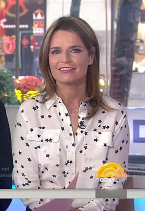 Savannah’s white star print shirt on Today