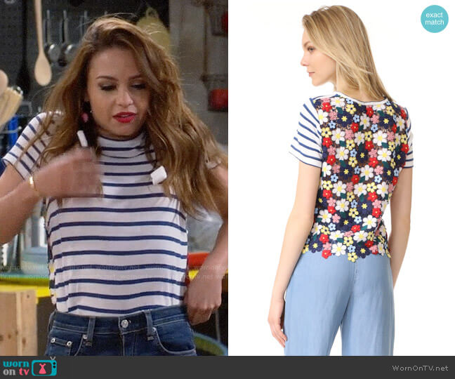 Sea 3D Lace Combo Tee worn by Sofia Rodriguez (Aimee Carrero) on Young and Hungry