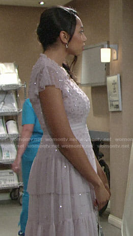 Shauna's purple embellished dress on The Young and the Restless