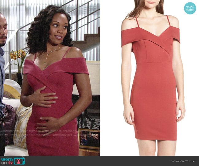 WornOnTV: Hilary’s red cold-shoulder dress on The Young and the ...