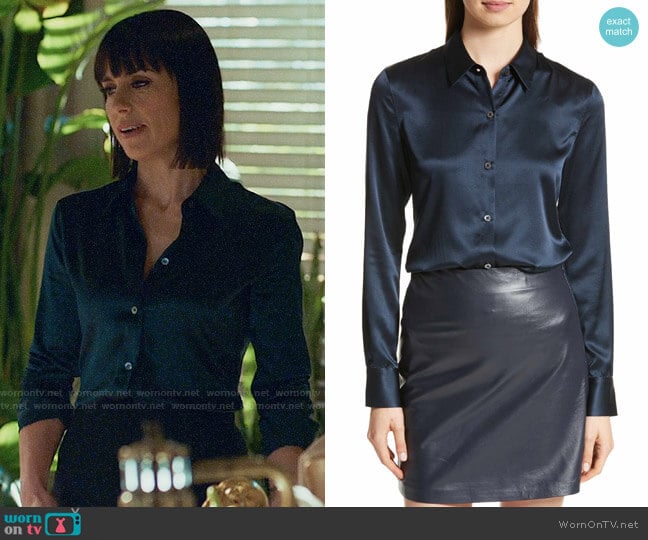 Theory THEORY Perfect Fitted Stretch Satin Shirt  worn by Quinn King (Constance Zimmer) on UnReal