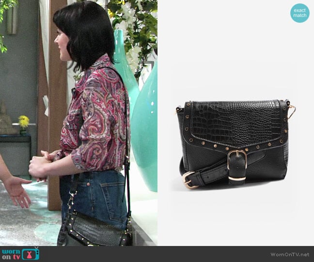 Topshop Romeo Crocodile Effect Cross Body Bag worn by Tessa Porter (Cait Fairbanks) on The Young and the Restless