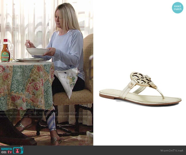 Tory Burch Miller Sandals worn by Sharon Newman (Sharon Case) on The Young and the Restless