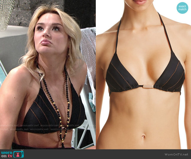Vix Solid Ribbing Triangle Bikini Top worn by Summer Newman (Hunter King) on The Young & the Restless