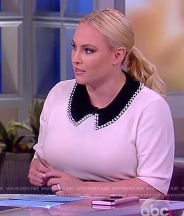 Meghan's white pearl embellished collar sweater on The View