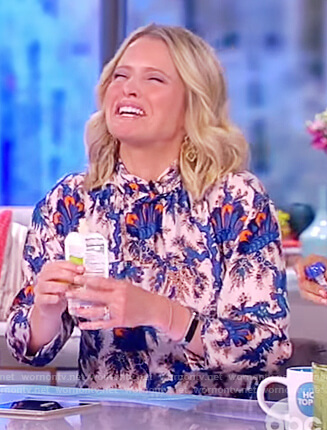 Sara’s multicolored printed blouse on The View