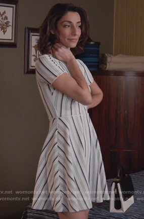 Delia’s striped fit and flare dress on Girlfriends Guide to Divorce