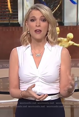 Megyn’s white ruched v-neck top on Megyn Kelly Today
