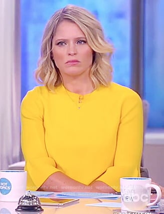 Sara’s yellow bell sleeve top on The View