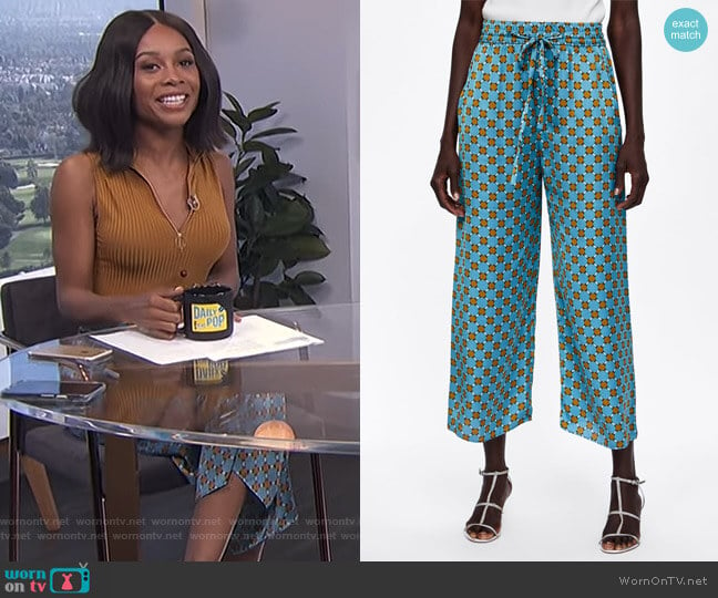 Flowy Print Culottes by Zara worn by Zuri Hall on E! News