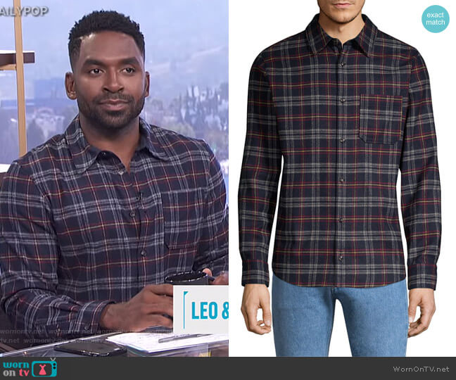 Attic Plaid Button-Down Shirt by APC worn by Justin Sylvester on E! News