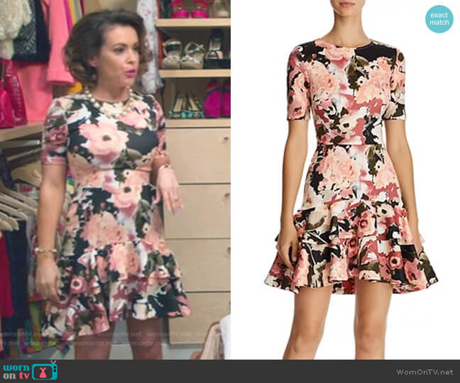 Floral Tiered-Hem Dress by Aqua worn by Coralee Armstrong (Alyssa Milano) on Insatiable