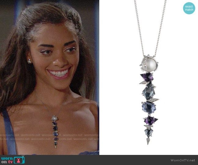 Alexis Bittar Mosaic Lace Pendant Necklace worn by Zoe (Kiara Barnes) on The Bold and the Beautiful