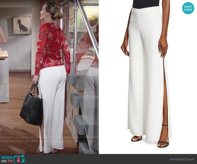 Alexis Brenda Wide Leg Slit Pants worn by Phyllis Newman (Gina Tognoni) on The Young and the Restless