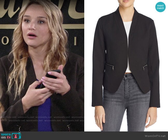 Aqua Zip Pocket Blazer worn by Summer Newman (Hunter King) on The Young and the Restless