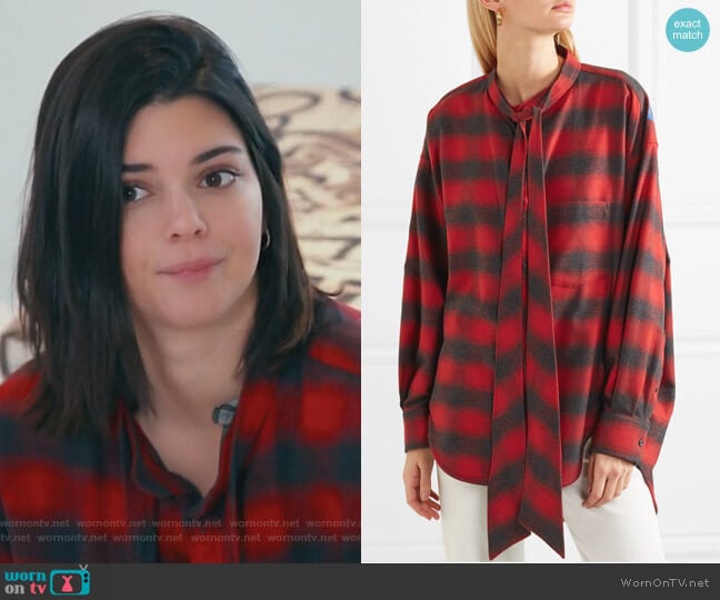 Swing oversized printed checked cotton-flannel shirt by Balenciaga worn by Kendall Jenner on Keeping Up with the Kardashians