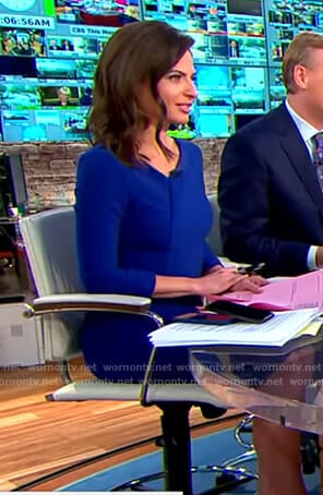 Bianna’s blue folded neck dress on CBS This Morning