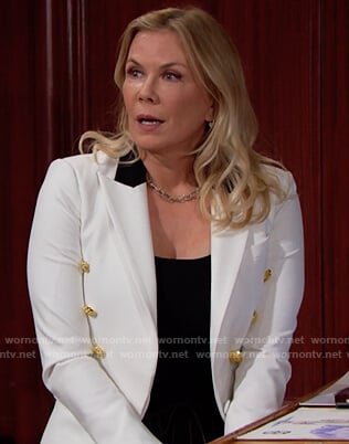 Brooke's white blazer with black collar on The Bold and the Beautiful