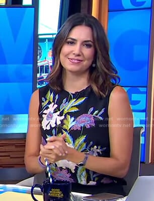 Cecilia’s black floral print top on Good Morning America