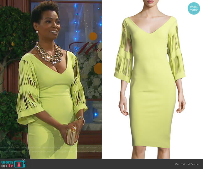 Hali V-Neck Cutout-Sleeve Dress by Chiara Boni La Petite Robe worn by Valerie Grant (Vanessa Williams) on Days of our Lives